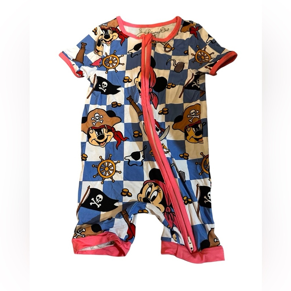NWOT Disney baby Pirate Adventure One Piece - Blue and Pink Bamboo zippy